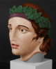 A bust of a young patrician man. His status as a representative in the Assembly is denoted by the green laurel crown he wears. 